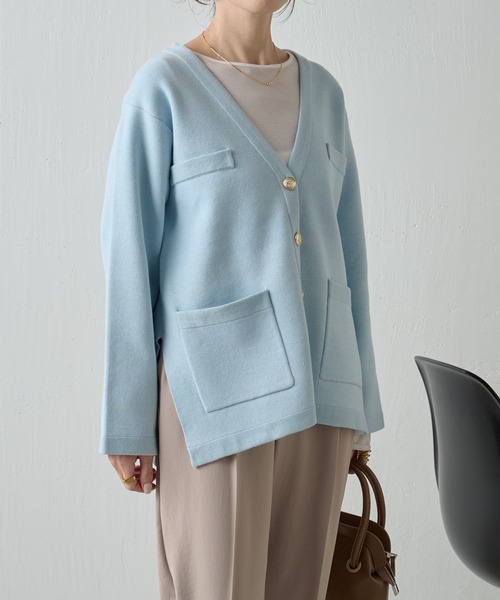 COLLAGE GALLARDAGALANTE（コラージュガリャルダガランテ）の「ミラノリブカーディガン（カーディガン/ボレロ・レディース・オフホワイト/スカイブルー・FREE）」の15枚目の写真