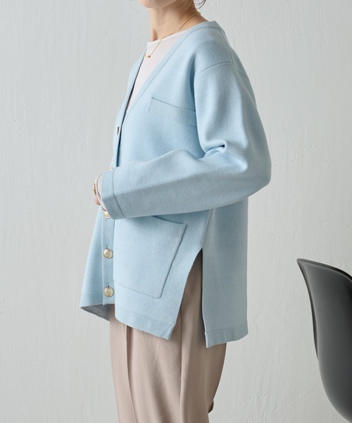 COLLAGE GALLARDAGALANTE（コラージュガリャルダガランテ）の「ミラノリブカーディガン（カーディガン/ボレロ・レディース・オフホワイト/スカイブルー・FREE）」の13枚目の写真