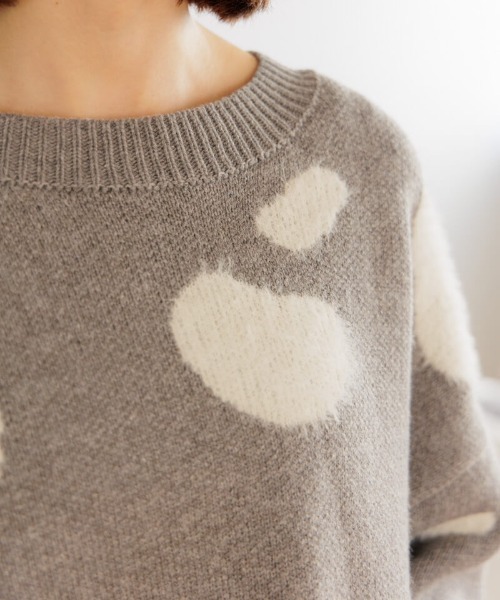 flower（フラワー）の「カウハートニット（ニット/セーター・レディース・アイボリー/グレー・FREE）」の10枚目の写真