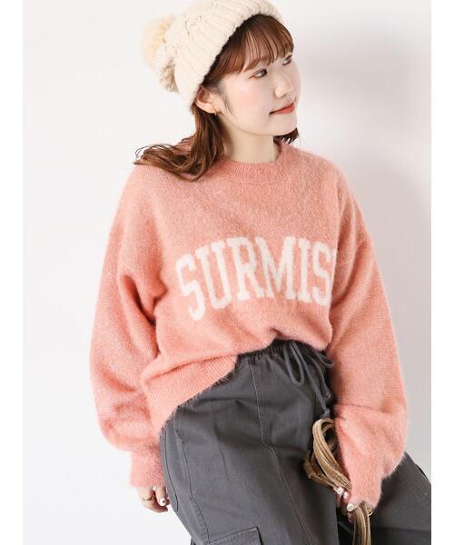 ehka sopo（エヘカソポ）の「ロゴシャギープルオーバー（ニット/セーター・レディース・キナリ/グリーン/ピンク/ネイビー/サックスブルー/グレー・F）」の6枚目の写真