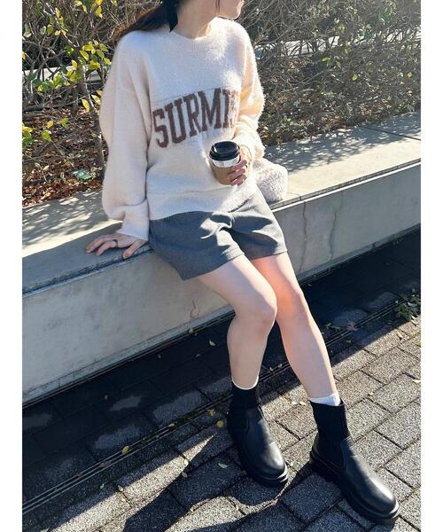 ehka sopo（エヘカソポ）の「ロゴシャギープルオーバー（ニット/セーター・レディース・キナリ/グリーン/ピンク/ネイビー/サックスブルー/グレー・F）」の12枚目の写真