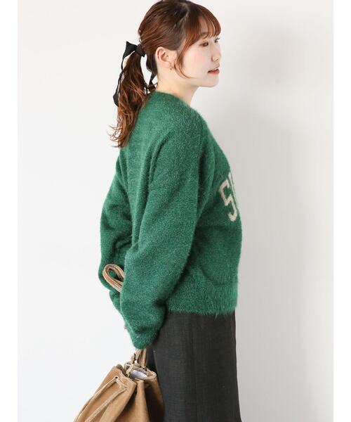 ehka sopo（エヘカソポ）の「ロゴシャギープルオーバー（ニット/セーター・レディース・キナリ/グリーン/ピンク/ネイビー/サックスブルー/グレー・F）」の19枚目の写真