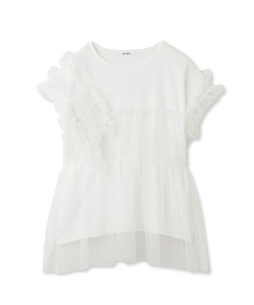 SNIDEL（スナイデル）の「チュールドッキングカットソー（Tシャツ/カットソー・レディース・ホワイト/ライトブルー/ブラック・FREE）」の21枚目の写真