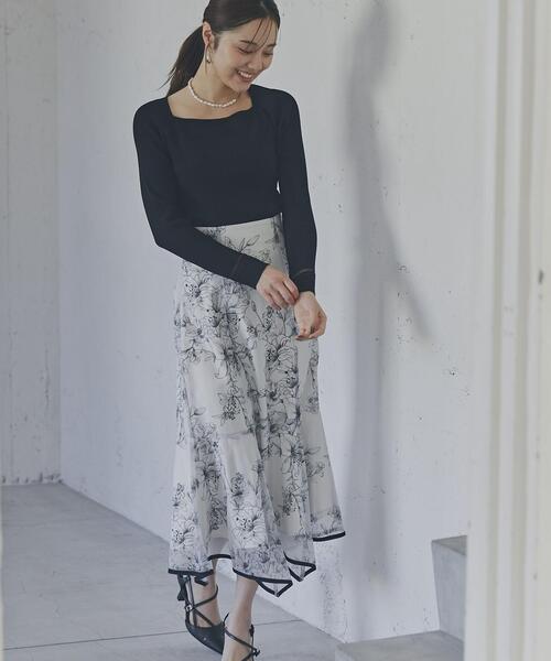 PROPORTION BODY DRESSING（プロポーションボディドレッシング）の「シアーフラワーイレヘムマーメイドスカート / 1214120200（スカート・レディース・ホワイト系その他/ダークグレー・SMALL/MEDIUM）」の2枚目の写真