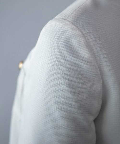 M.deux(エムドゥ)の「〇ワッフルピケジャケット〇(ノーカラージャケット・レディース・ネイビー/オフホワイト・MEDIUM)」の14枚目の写真