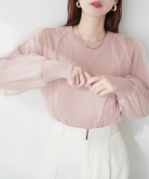 レイヤードチュールプルオーバー　LAYERED TULLE PULLOVER レイヤードチュールプルオーバー｜LAYERED TULLE PULLOVERの通販
