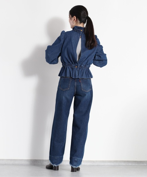 cepo(セポ)の「フリルギャザーデニムブラウス(シャツ/ブラウス・レディース・ブルー系1/ブルー系3・M)」の19枚目の写真