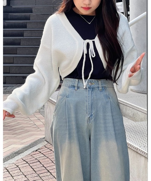 3.3 Field Trip （3.3フィールドトリップ）の「3.3 Field Trip／ニットボレロカーディガン（前後2WAY）  2995310（カーディガン/ボレロ・レディース・その他1/ピンク/ホワイト・FREE）」の15枚目の写真