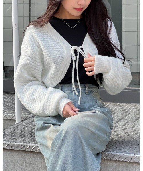 3.3 Field Trip （3.3フィールドトリップ）の「3.3 Field Trip／ニットボレロカーディガン（前後2WAY）  2995310（カーディガン/ボレロ・レディース・その他1/ピンク/ホワイト・FREE）」の12枚目の写真