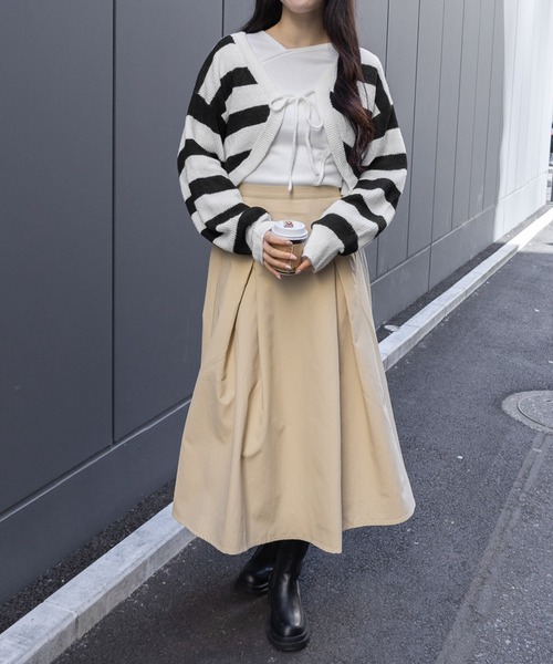 3.3 Field Trip （3.3フィールドトリップ）の「3.3 Field Trip／ニットボレロカーディガン（前後2WAY）  2995310（カーディガン/ボレロ・レディース・その他1/ピンク/ホワイト・FREE）」の4枚目の写真