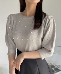 Ada.（エイダ）の「ラメ入り フェザー  パール付き ニット（ニット/セーター）」