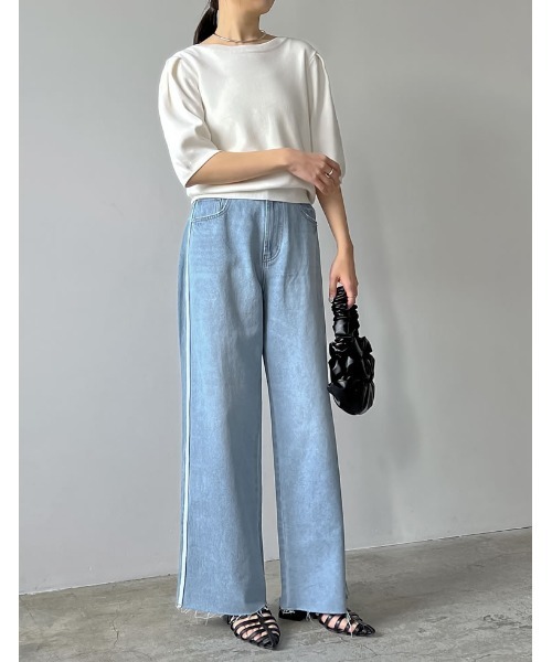 Re:EDIT（リエディ）の「[神山まりあさん着用][2024SS COLLECTION]ミラノリブパフスリーブ半袖ニットトップス（ニット/セーター・レディース・ブラック/アイボリー/チャコールグレー/ベージュ・MEDIUM/LARGE）」の21枚目の写真
