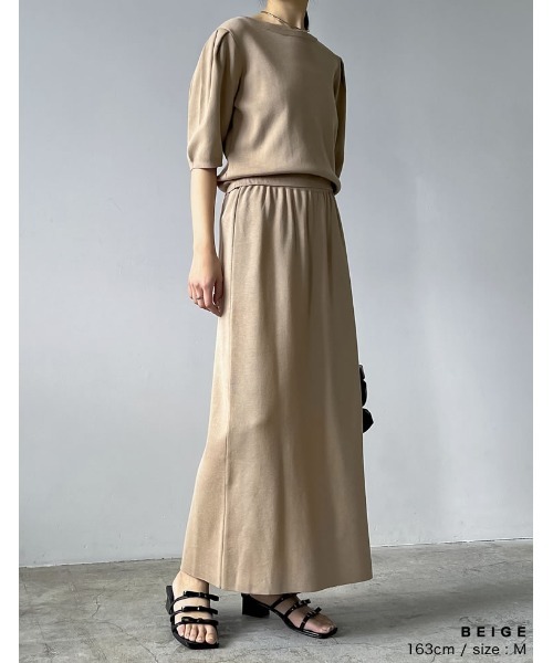 Re:EDIT（リエディ）の「[神山まりあさん着用][2024SS COLLECTION]ミラノリブパフスリーブ半袖ニットトップス（ニット/セーター・レディース・ブラック/アイボリー/チャコールグレー/ベージュ・MEDIUM/LARGE）」の9枚目の写真