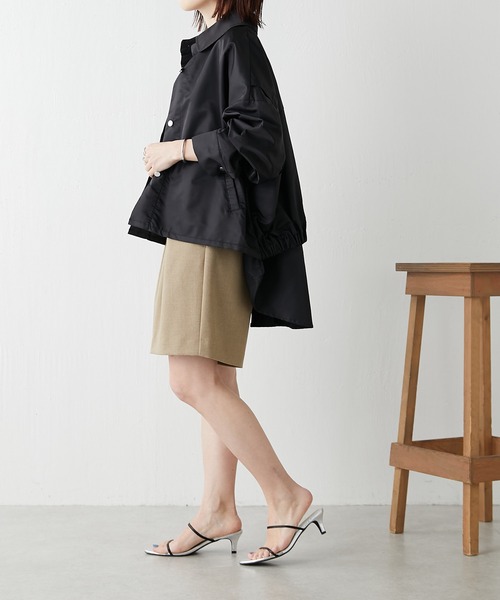 COLLAGE GALLARDAGALANTE(コラージュガリャルダガランテ)の「【OT】バックシャーリングヘムジャケット/WEB限定(ミリタリージャケット・レディース・ブラック/グリーン・FREE)」の9枚目の写真