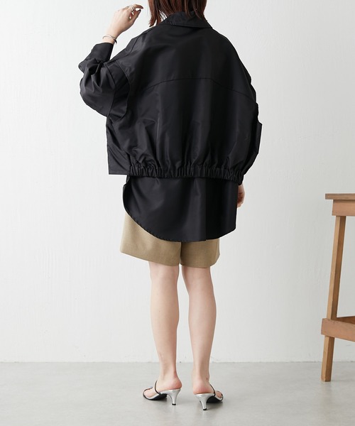 COLLAGE GALLARDAGALANTE(コラージュガリャルダガランテ)の「【OT】バックシャーリングヘムジャケット/WEB限定(ミリタリージャケット・レディース・ブラック/グリーン・FREE)」の10枚目の写真