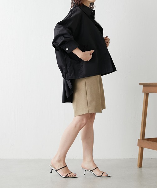 COLLAGE GALLARDAGALANTE(コラージュガリャルダガランテ)の「【OT】バックシャーリングヘムジャケット/WEB限定(ミリタリージャケット・レディース・ブラック/グリーン・FREE)」の11枚目の写真