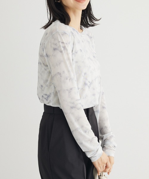 Green Parks(グリーンパークス)の「クルーネックアソート柄シアープルオーバー(インナーウェア/肌着・レディース・アイボリー/ブルー/グレー/グリーン・FREE)」の3枚目の写真