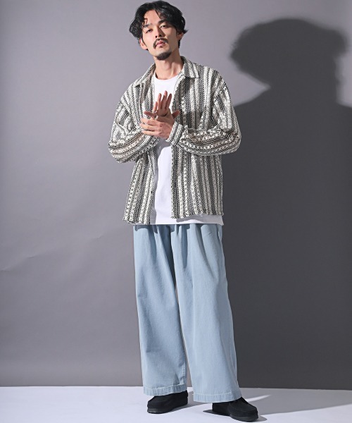 LUXSTYLE（ラグスタイル）の「レースルーズシャツ（シャツ/ブラウス・メンズ・グリーン/ホワイト/ブラウン・M/L）」の7枚目の写真