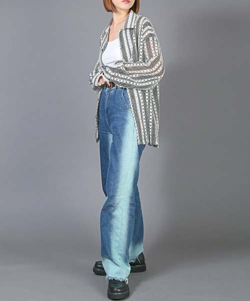 LUXSTYLE（ラグスタイル）の「レースルーズシャツ（シャツ/ブラウス・メンズ・グリーン/ホワイト/ブラウン・M/L）」の9枚目の写真
