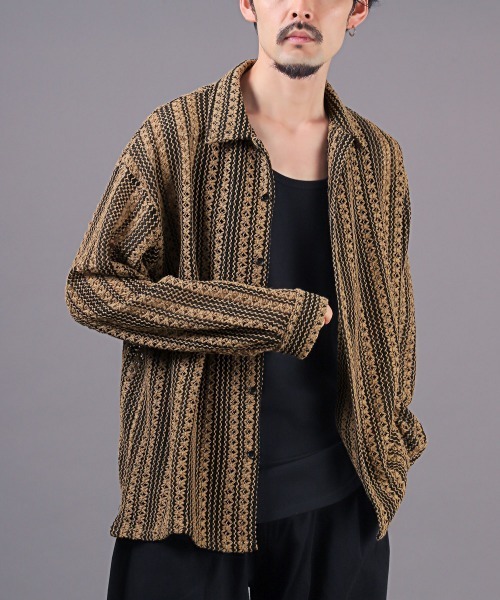 LUXSTYLE（ラグスタイル）の「レースルーズシャツ（シャツ/ブラウス・メンズ・グリーン/ホワイト/ブラウン・M/L）」の13枚目の写真