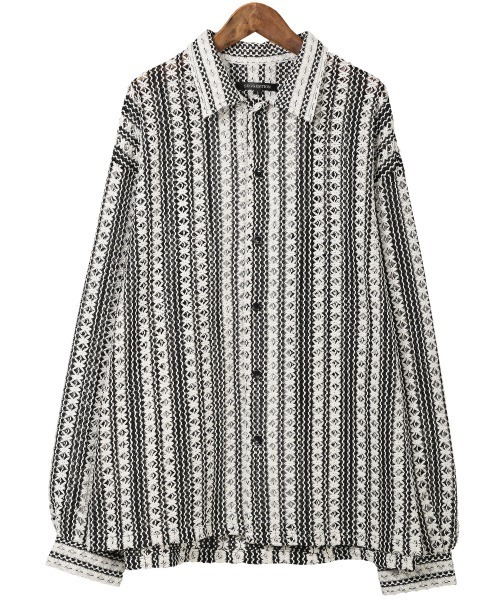LUXSTYLE（ラグスタイル）の「レースルーズシャツ（シャツ/ブラウス・メンズ・グリーン/ホワイト/ブラウン・M/L）」の16枚目の写真