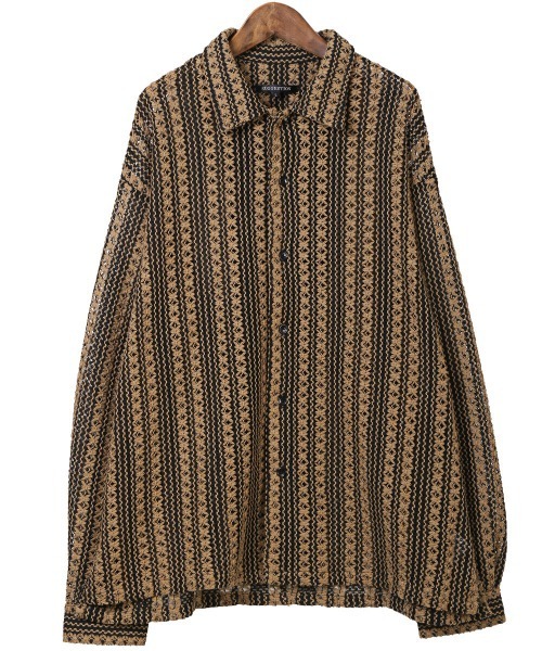 LUXSTYLE（ラグスタイル）の「レースルーズシャツ（シャツ/ブラウス・メンズ・グリーン/ホワイト/ブラウン・M/L）」の18枚目の写真