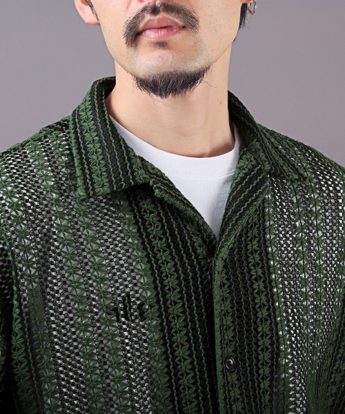 LUXSTYLE（ラグスタイル）の「レースルーズシャツ（シャツ/ブラウス・メンズ・グリーン/ホワイト/ブラウン・M/L）」の22枚目の写真