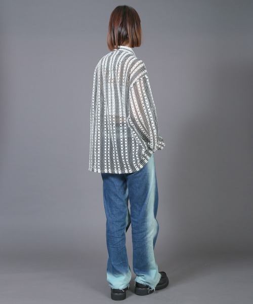 LUXSTYLE（ラグスタイル）の「レースルーズシャツ（シャツ/ブラウス・メンズ・グリーン/ホワイト/ブラウン・M/L）」の10枚目の写真