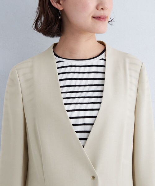 green label relaxing（グリーンレーベルリラクシング）の「エアシカル ノーラペル ジャケット ◇No08◇（ノーカラージャケット・レディース・ダークグレー/ナチュラル・36/40/38）」の14枚目の写真