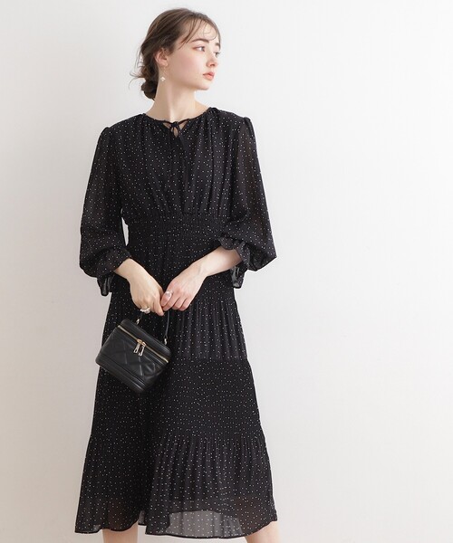 couture brooch（クチュールブローチ）の「◆【選べるドットorブーケ柄】プリーツシフォンワンピース（ワンピース・レディース・ベージュ系その他3/ブラック系・42/36/38）」の16枚目の写真