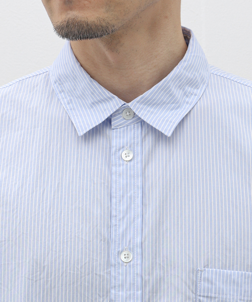 ATON（エイトン）の「【ATON / エイトン】GIZA STRIPE WASHED SHIRT（シャツ/ブラウス・メンズ・ブルー・4/6）」の12枚目の写真