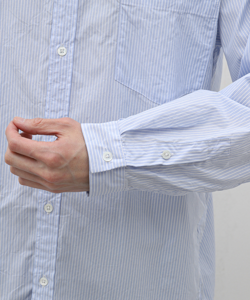 ATON（エイトン）の「【ATON / エイトン】GIZA STRIPE WASHED SHIRT（シャツ/ブラウス・メンズ・ブルー・4/6）」の3枚目の写真