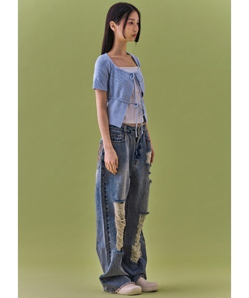 FANCY CLUB(ファンシークラブ)の「A'GEM/9 × .kom 『 FANCY CLUB/ファンシークラブ』 TWO-RIBBON CROP CARDIGAN/リボンクロップカーディガン(カーディガン/ボレロ・レディース・ライトブルー/ブラック・FREE)」の11枚目の写真