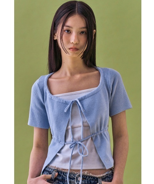 FANCY CLUB(ファンシークラブ)の「A'GEM/9 × .kom 『 FANCY CLUB/ファンシークラブ』 TWO-RIBBON CROP CARDIGAN/リボンクロップカーディガン(カーディガン/ボレロ・レディース・ライトブルー/ブラック・FREE)」の19枚目の写真
