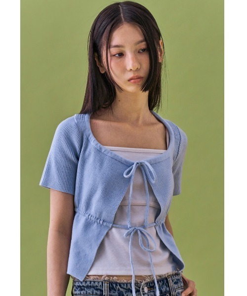 FANCY CLUB(ファンシークラブ)の「A'GEM/9 × .kom 『 FANCY CLUB/ファンシークラブ』 TWO-RIBBON CROP CARDIGAN/リボンクロップカーディガン(カーディガン/ボレロ・レディース・ライトブルー/ブラック・FREE)」の20枚目の写真