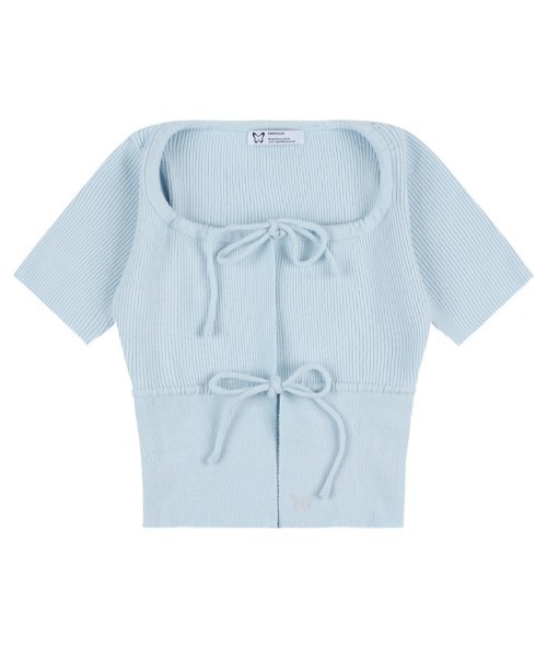 FANCY CLUB(ファンシークラブ)の「A'GEM/9 × .kom 『 FANCY CLUB/ファンシークラブ』 TWO-RIBBON CROP CARDIGAN/リボンクロップカーディガン(カーディガン/ボレロ・レディース・ライトブルー/ブラック・FREE)」の12枚目の写真