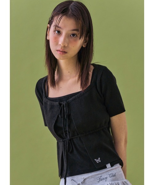 FANCY CLUB(ファンシークラブ)の「A'GEM/9 × .kom 『 FANCY CLUB/ファンシークラブ』 TWO-RIBBON CROP CARDIGAN/リボンクロップカーディガン(カーディガン/ボレロ・レディース・ライトブルー/ブラック・FREE)」の10枚目の写真