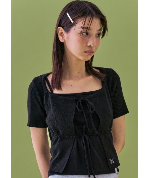 FANCY CLUB(ファンシークラブ)の「A'GEM/9 × .kom 『 FANCY CLUB/ファンシークラブ』 TWO-RIBBON CROP CARDIGAN/リボンクロップカーディガン(カーディガン/ボレロ・レディース・ライトブルー/ブラック・FREE)」の9枚目の写真