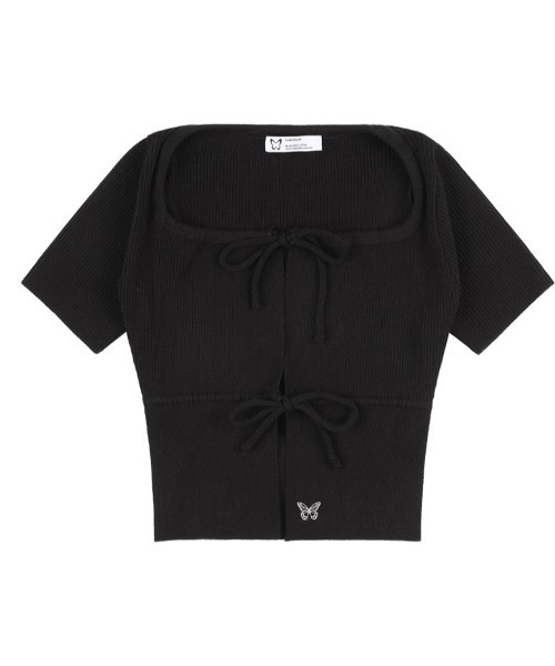 FANCY CLUB(ファンシークラブ)の「A'GEM/9 × .kom 『 FANCY CLUB/ファンシークラブ』 TWO-RIBBON CROP CARDIGAN/リボンクロップカーディガン(カーディガン/ボレロ・レディース・ライトブルー/ブラック・FREE)」の5枚目の写真