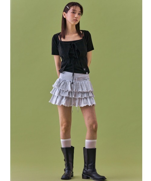 FANCY CLUB(ファンシークラブ)の「A'GEM/9 × .kom 『 FANCY CLUB/ファンシークラブ』 TWO-RIBBON CROP CARDIGAN/リボンクロップカーディガン(カーディガン/ボレロ・レディース・ライトブルー/ブラック・FREE)」の3枚目の写真