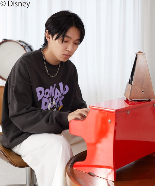 JUNRED（ジュンレッド）の「【 DISNEY / ディズニー 】ドナルドダック / スウェットプルオーバー（スウェット・メンズ・オフホワイト/チャコールグレー/グリーン・L/M）」の4枚目の写真