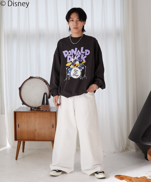 JUNRED（ジュンレッド）の「【 DISNEY / ディズニー 】ドナルドダック / スウェットプルオーバー（スウェット・メンズ・オフホワイト/チャコールグレー/グリーン・L/M）」の5枚目の写真