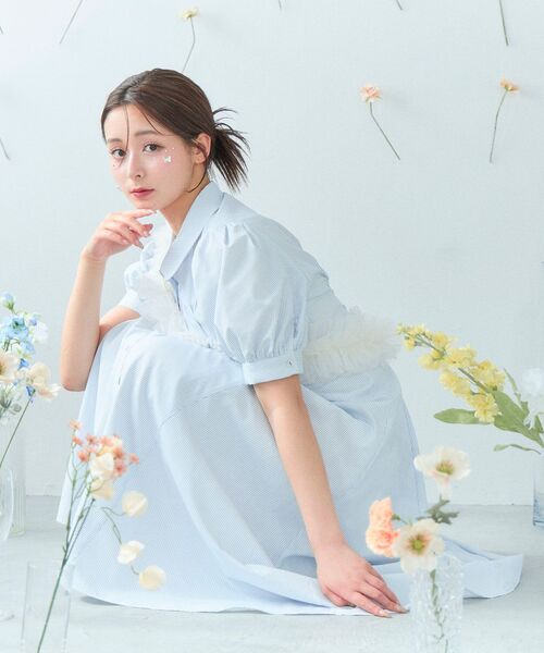 MAJESTIC LEGON（マジェスティックレゴン）の「スタイルアップシャツワンピース（ワンピース・レディース・オフホワイト/ブラック/ブラック系その他/ホワイト系その他・SMALL/MEDIUM/X-SMALL）」の20枚目の写真