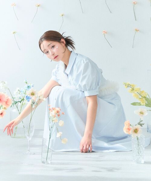 MAJESTIC LEGON（マジェスティックレゴン）の「スタイルアップシャツワンピース（ワンピース・レディース・オフホワイト/ブラック/ブラック系その他/ホワイト系その他・SMALL/MEDIUM/X-SMALL）」の21枚目の写真