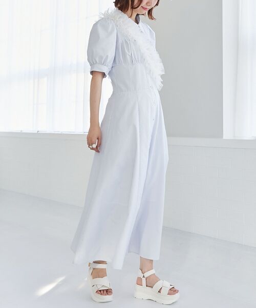 MAJESTIC LEGON（マジェスティックレゴン）の「スタイルアップシャツワンピース（ワンピース・レディース・オフホワイト/ブラック/ブラック系その他/ホワイト系その他・SMALL/MEDIUM/X-SMALL）」の18枚目の写真