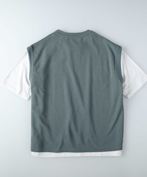 Right-on（ライトオン）の「Other(ソノタ)ベスト5分袖レイヤードTシャツ（Tシャツ/カットソー・メンズ・ケリーグリーン/ネイビー/ブラック・M/L/XL）」の14枚目の写真