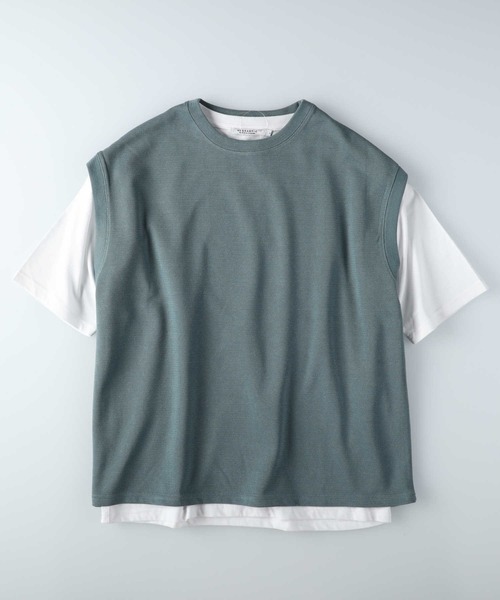 セール】ベスト5分袖レイヤード（Tシャツ/カットソー）｜Right
