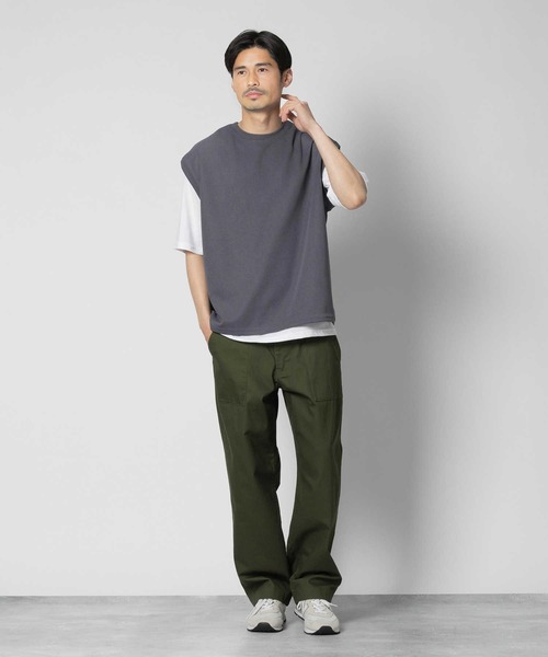 Right-on（ライトオン）の「Other(ソノタ)ベスト5分袖レイヤードTシャツ（Tシャツ/カットソー・メンズ・ケリーグリーン/ネイビー/ブラック・M/L/XL）」の4枚目の写真