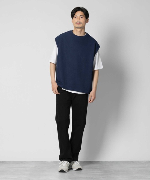 Right-on（ライトオン）の「Other(ソノタ)ベスト5分袖レイヤードTシャツ（Tシャツ/カットソー・メンズ・ケリーグリーン/ネイビー/ブラック・M/L/XL）」の10枚目の写真