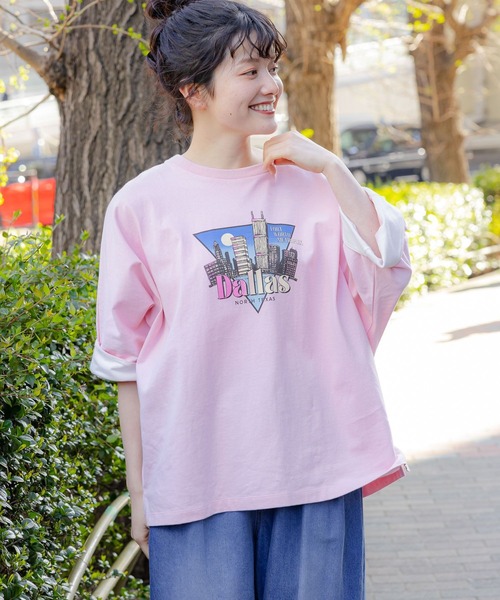 niko and...(ニコアンド)の「スーベニアワイドTシャツ(Tシャツ/カットソー・レディース・オフホワイト/ナチュラル/ピンク/チャコール/ブルー/スモーク/アイボリー・FREE)」の6枚目の写真